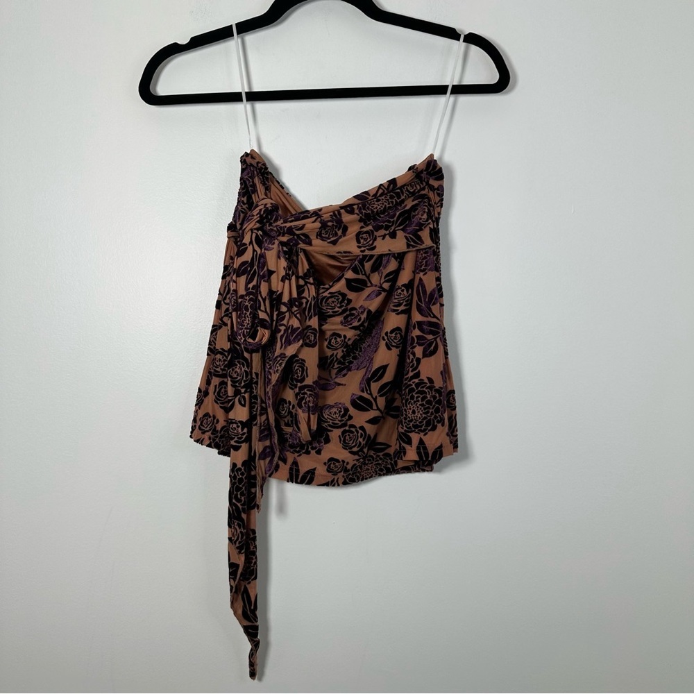Princess Polly Velvet Burnout Mini Skirt Morelli Purple Beige Size 8 NWT